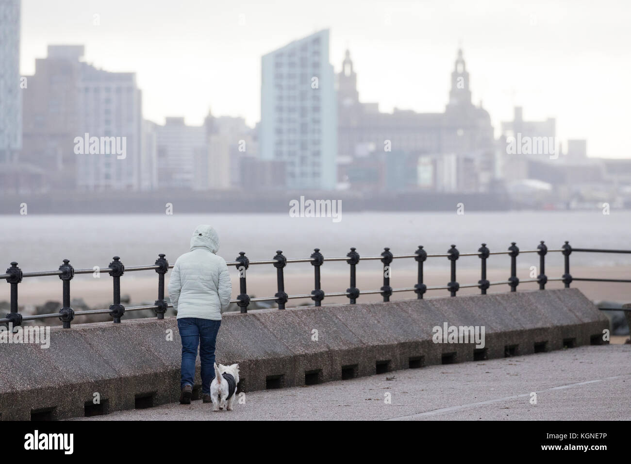 New Brighton Wirral, UK Weather. Windy, showery weather passing over