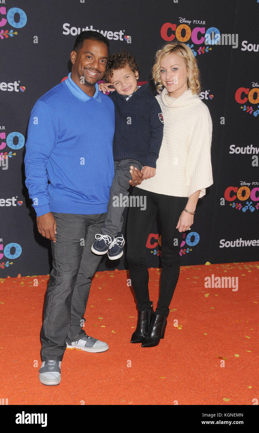 November 8, 2017 - Los Angeles, California, United States - November 8th 2017 - Los Angeles, California  USA - Actor ALFONSO RIBERO, wife ANGELA UNKRICH and son  at The ''Coco'' Premiere  held at the El Capitan Theater, Hollywood, Los Angeles CA. (Credit Image: © Paul Fenton via ZUMA Wire) Stock Photo