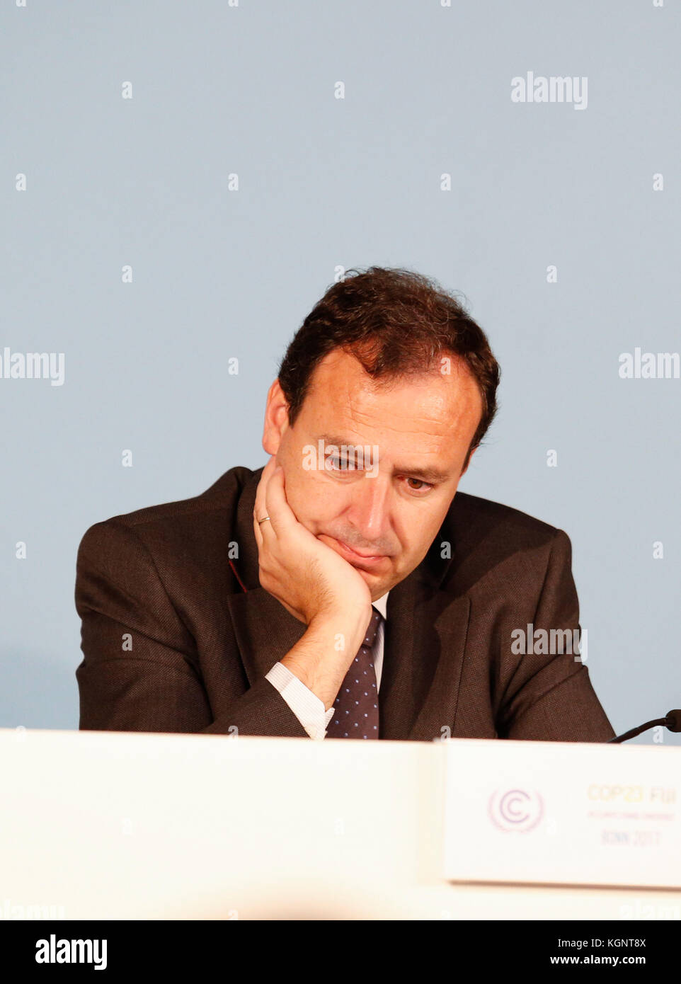 Bonn, Germany. 10th Nov, 2017. Augustin Delgado at the COP23 Fiji conference in Bonn, Germany on the 10th of November 2017. COP23 if organized by UN Framework Convention for Climate Change. Fiji holds presidency over this meeting in Bonn. Credit: Dominika Zarzycka/Alamy Live News Stock Photo