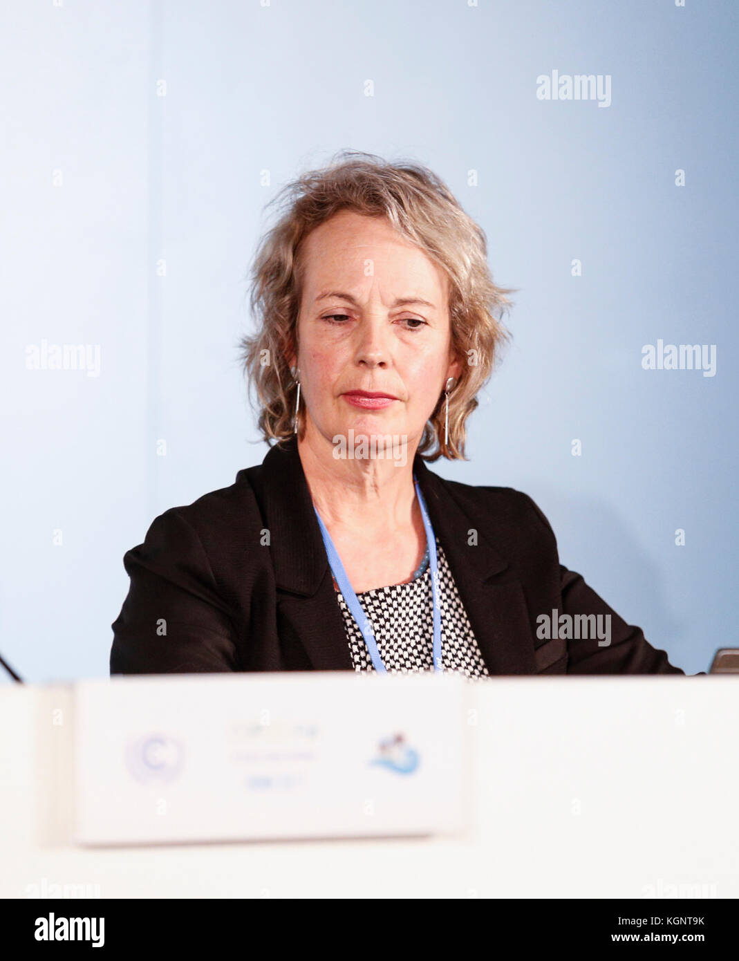 Bonn, Germany. 10th Nov, 2017. Jane Madwick at the COP23 Fiji conference in Bonn, Germany on the 10th of November 2017. COP23 if organized by UN Framework Convention for Climate Change. Fiji holds presidency over this meeting in Bonn. Credit: Dominika Zarzycka/Alamy Live News Stock Photo