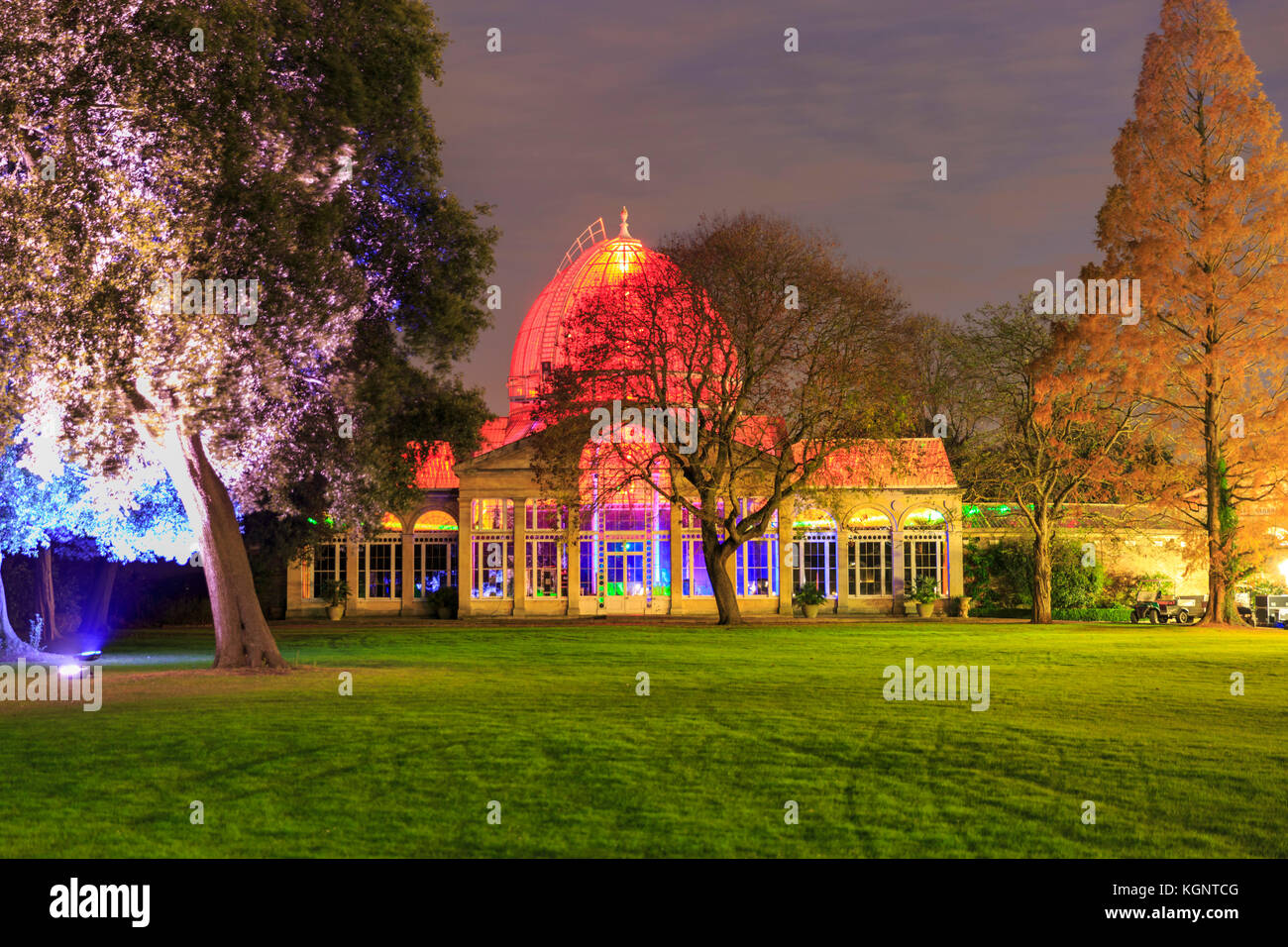 Syon Park, London, UK. 10th Nov, 2017. The illuminated Great Conservatory at Syon Park. A trail leads visitors through the illuminated Syon Park with beautifully lit trees, the lake, Syon House and the Orangerie with its spectacular laser show Credit: Imageplotter News and Sports/Alamy Live News Stock Photo
