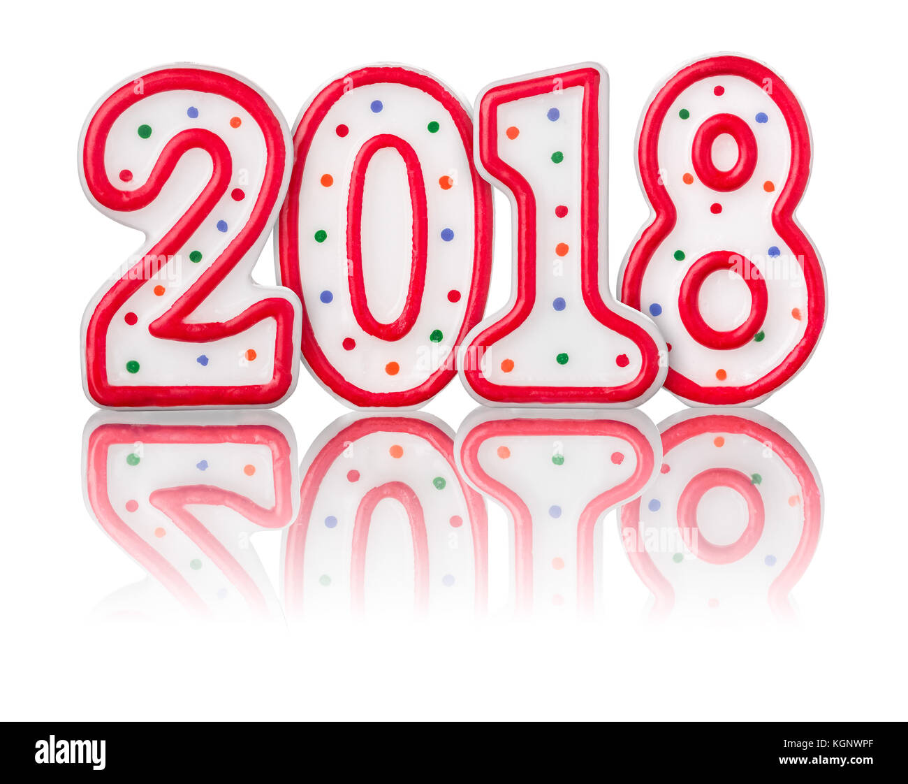 Red number 2018 with reflection Stock Photo - Alamy