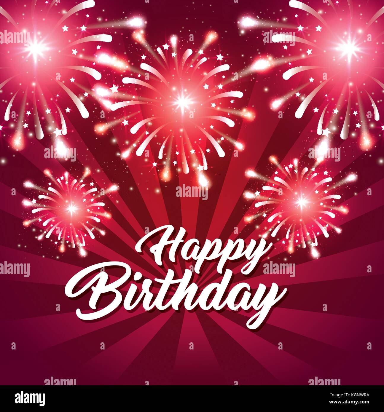 happy birthday greeting card colorful fireworks vector ...