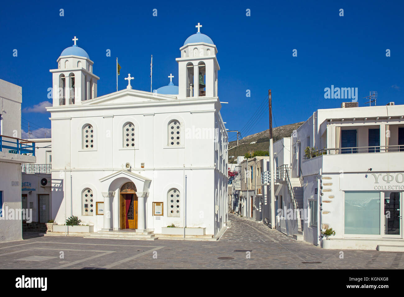 Orthodox church at Parikia, Paros island, Cyclades, Aegean, Greece Stock Photo