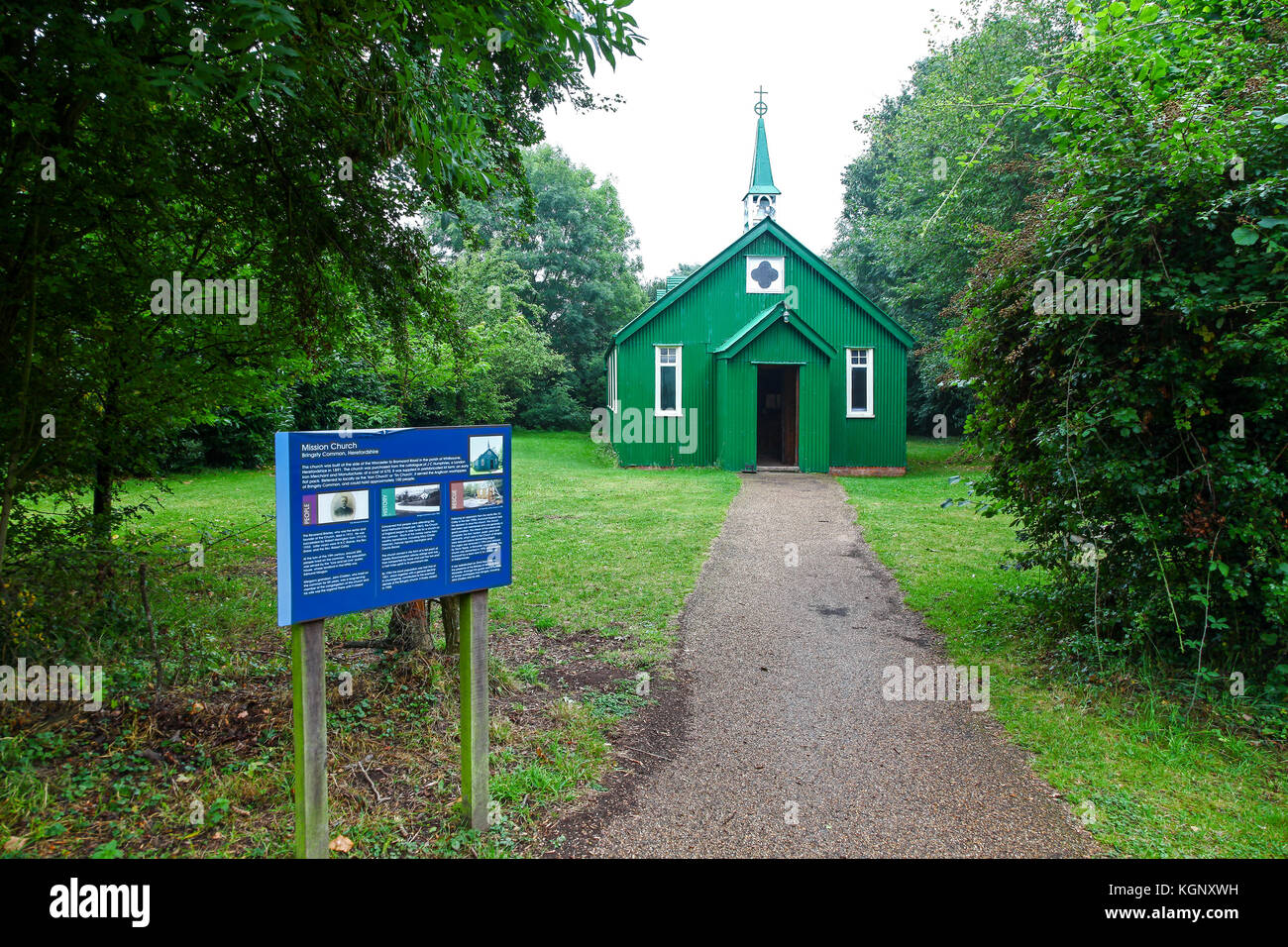 The Mission Church, a 'Tin Church' tin tabernacle relocated from Bringsty Common at the Avoncroft Museum of Buildings, Worcestershire, England, UK Stock Photo