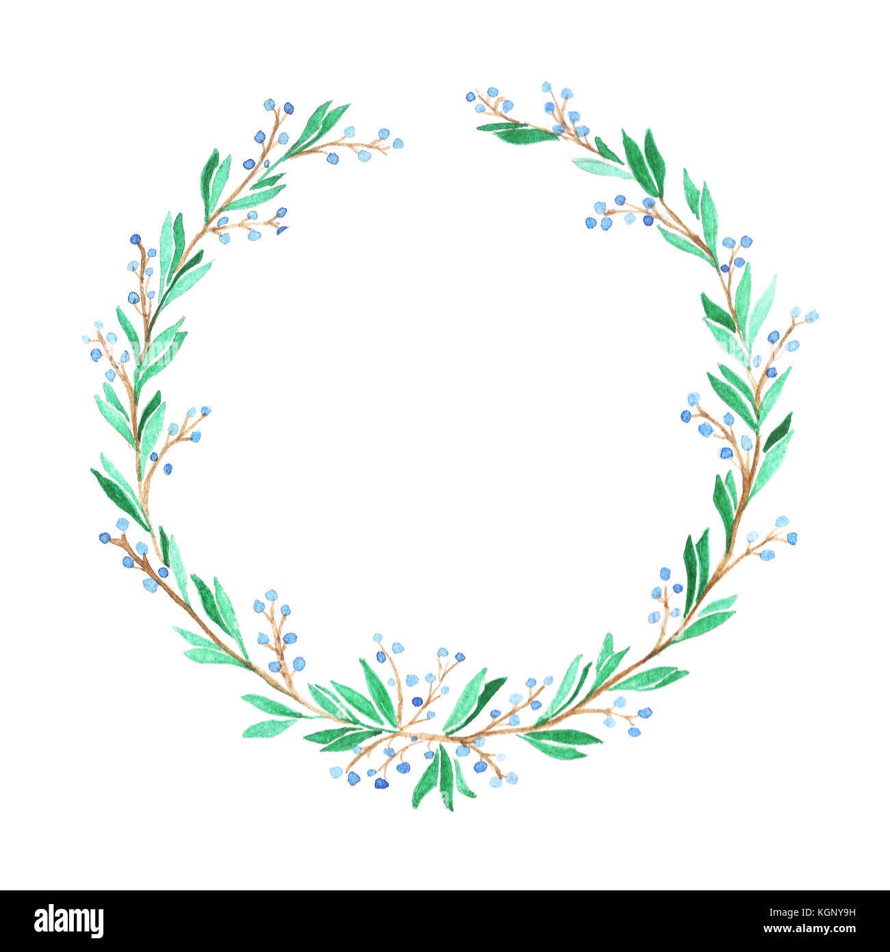 Watercolor Floral background With Hand Painted Leaves. Watercolor Leaf ...