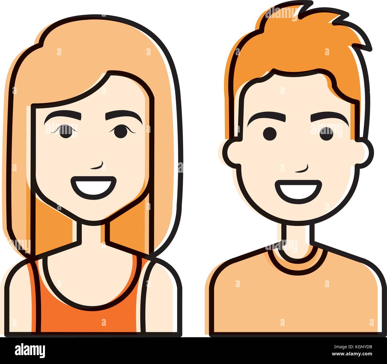 lovers couple avatars characters vector illustration design Stock ...