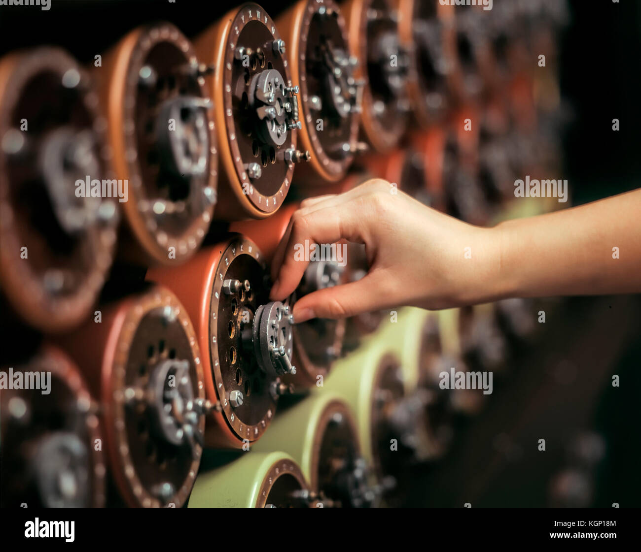The bombe component of the WWll British decryption facility which deciphered German military messages at Bletchley Park, England. Stock Photo