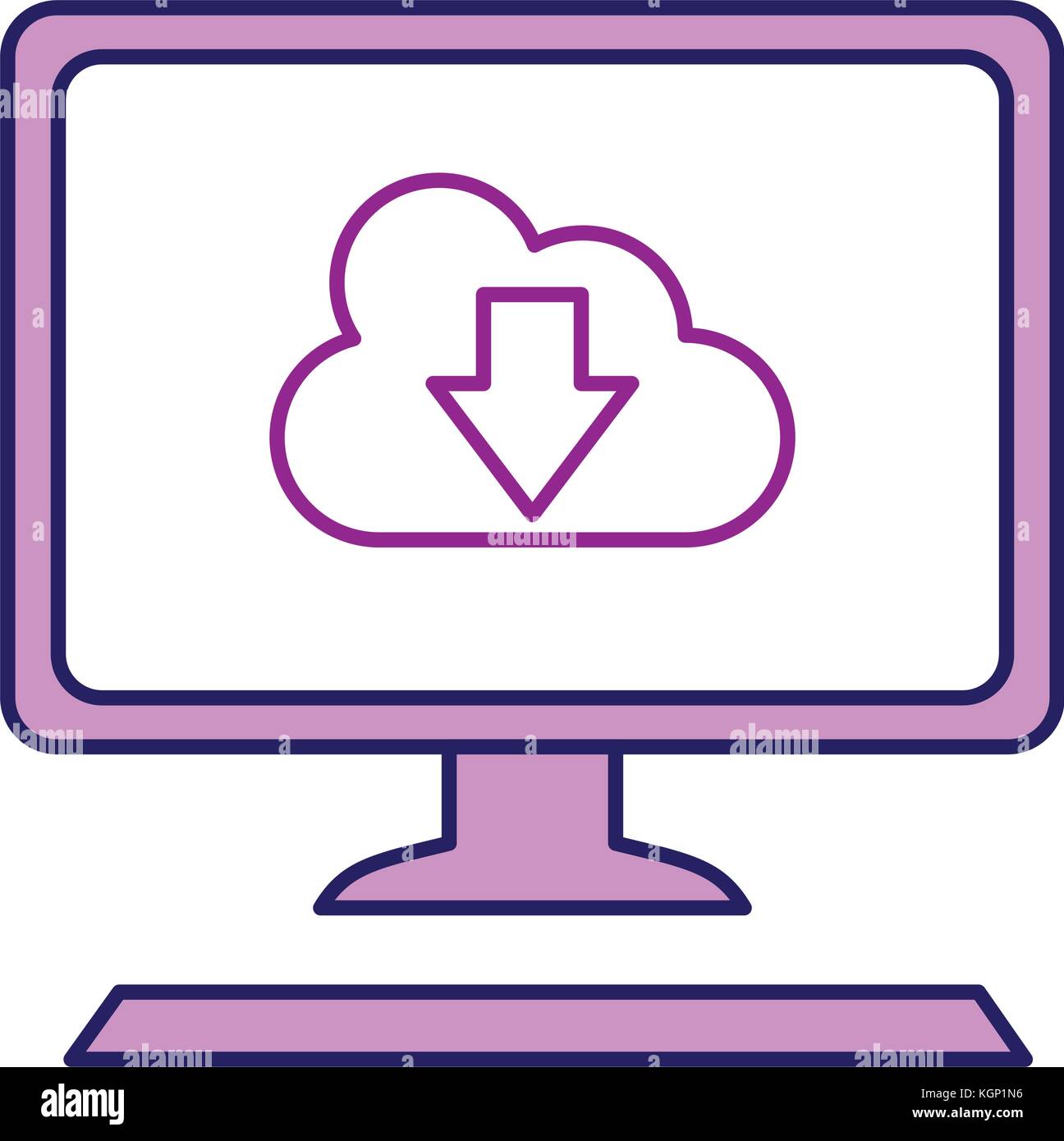 desktop computer with cloud computing vector illustration design Stock ...