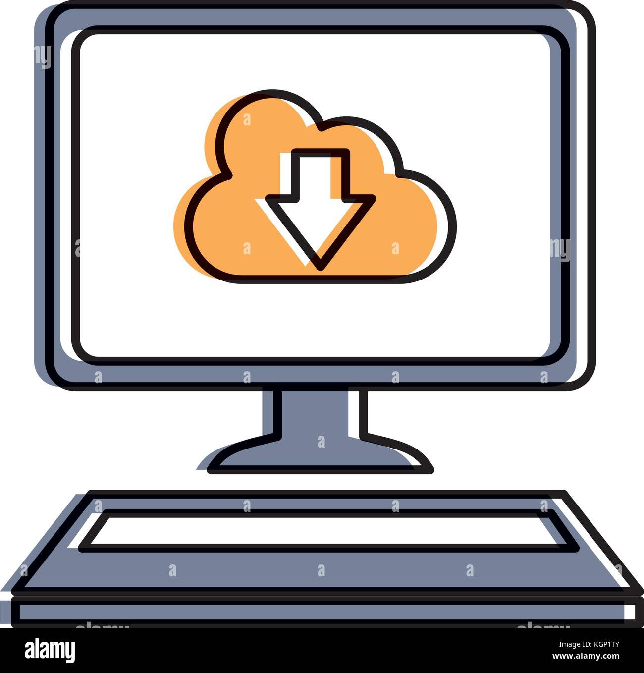 desktop computer with cloud computing vector illustration design Stock ...