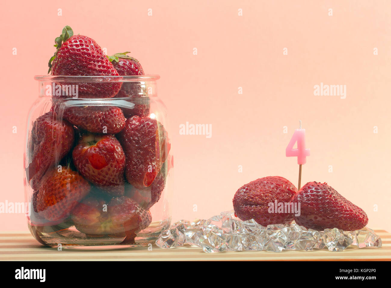 fresh strawberries with birthday candles sticks Stock Photo - Alamy