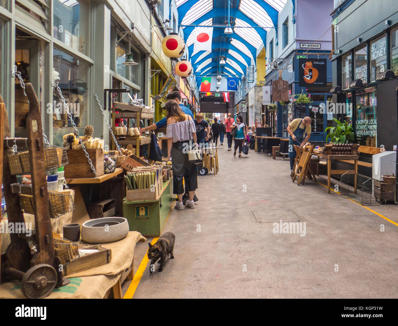 Brixton Village indoor market in Brixton-  one of the most vibrant and multicultural parts London Stock Photo