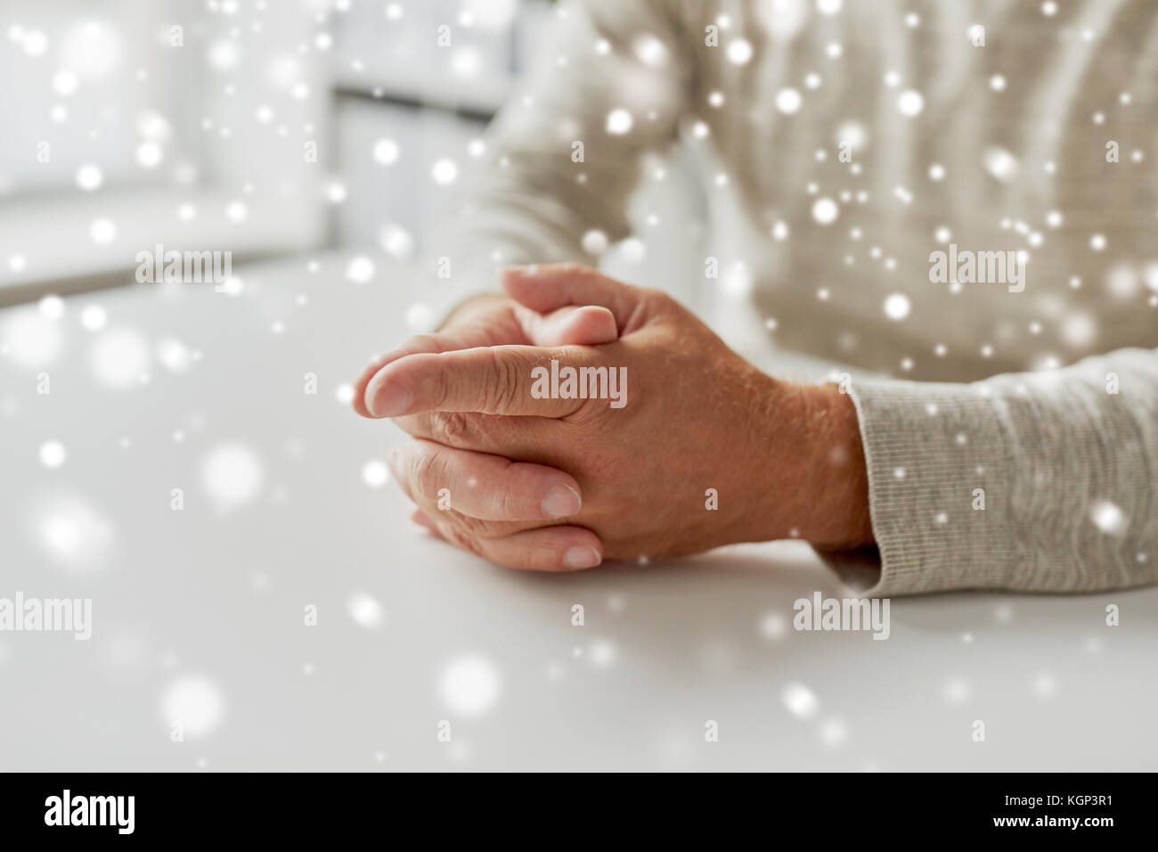 close up of senior man hands on table Stock Photo - Alamy