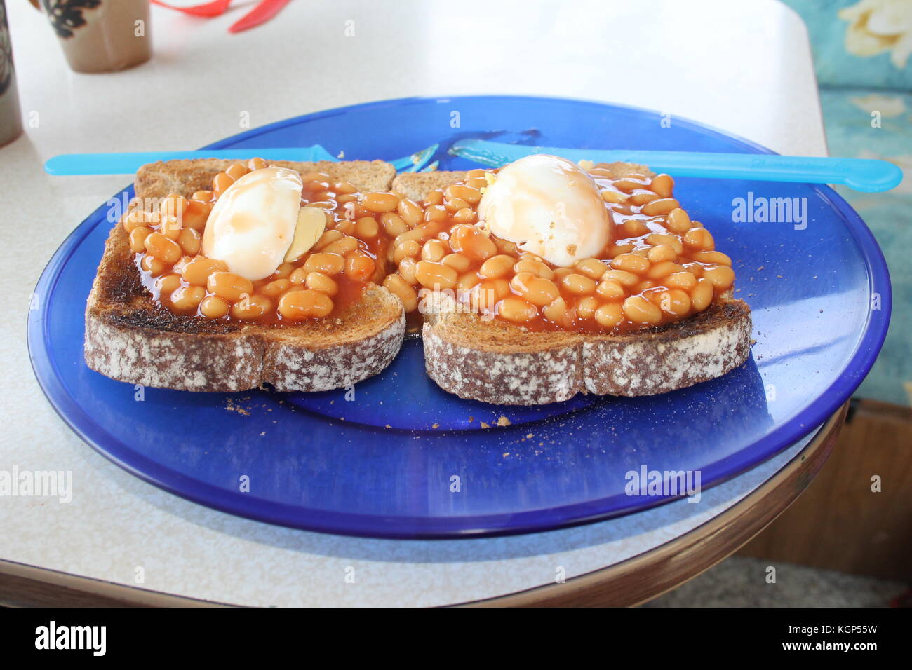 Egg and beans on toast Stock Photo Alamy