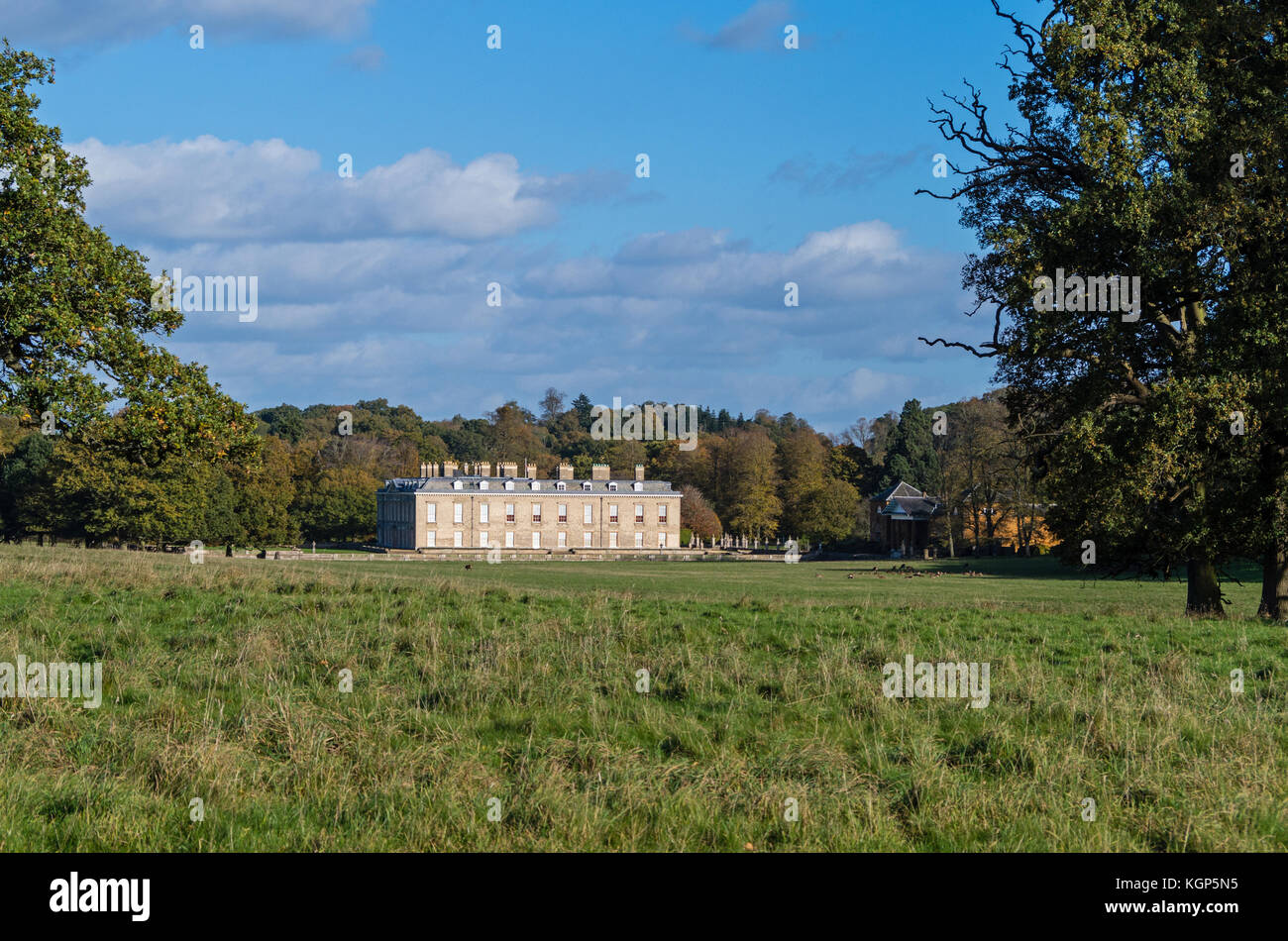 A view of Althorp House, the residence of Earl Spencer,  in its parkland setting; Northamptonshire, UK Stock Photo