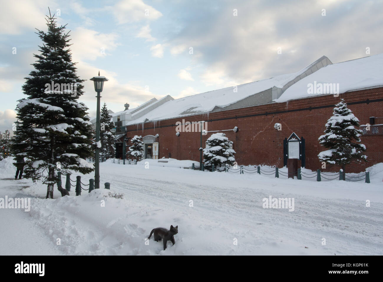 The Black Cats in the Hakodate Warehouse District, Hokkaido, Japan Stock Photo