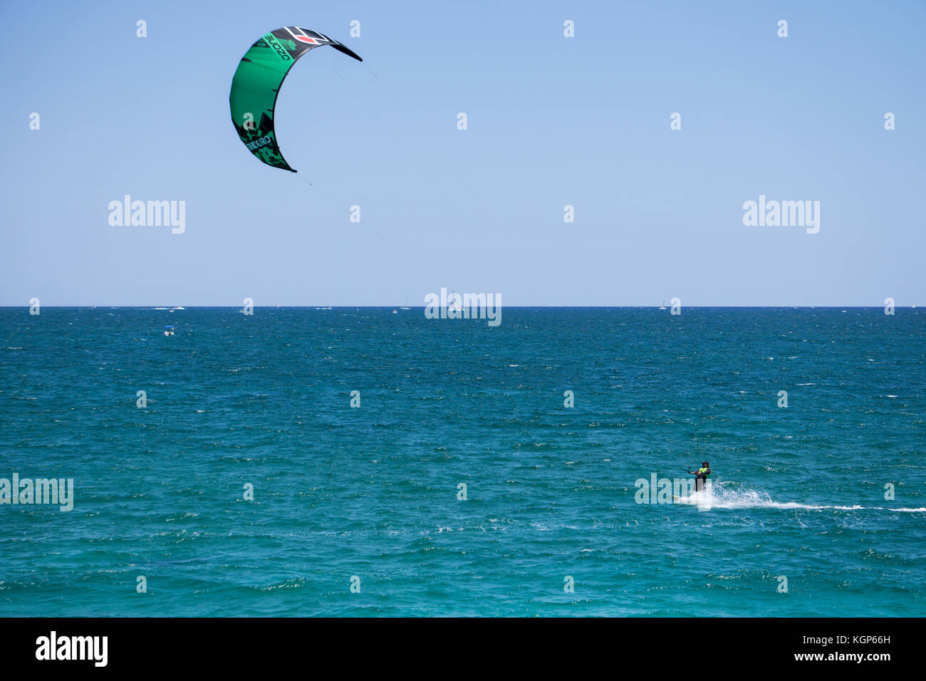 Kite surfing on Dania Beach in South Florida Stock Photo