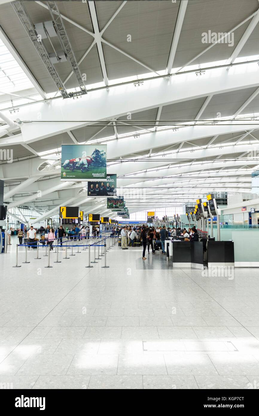 Interior of the Departure hall in Terminal 5, Heathrow Airport Stock Photo