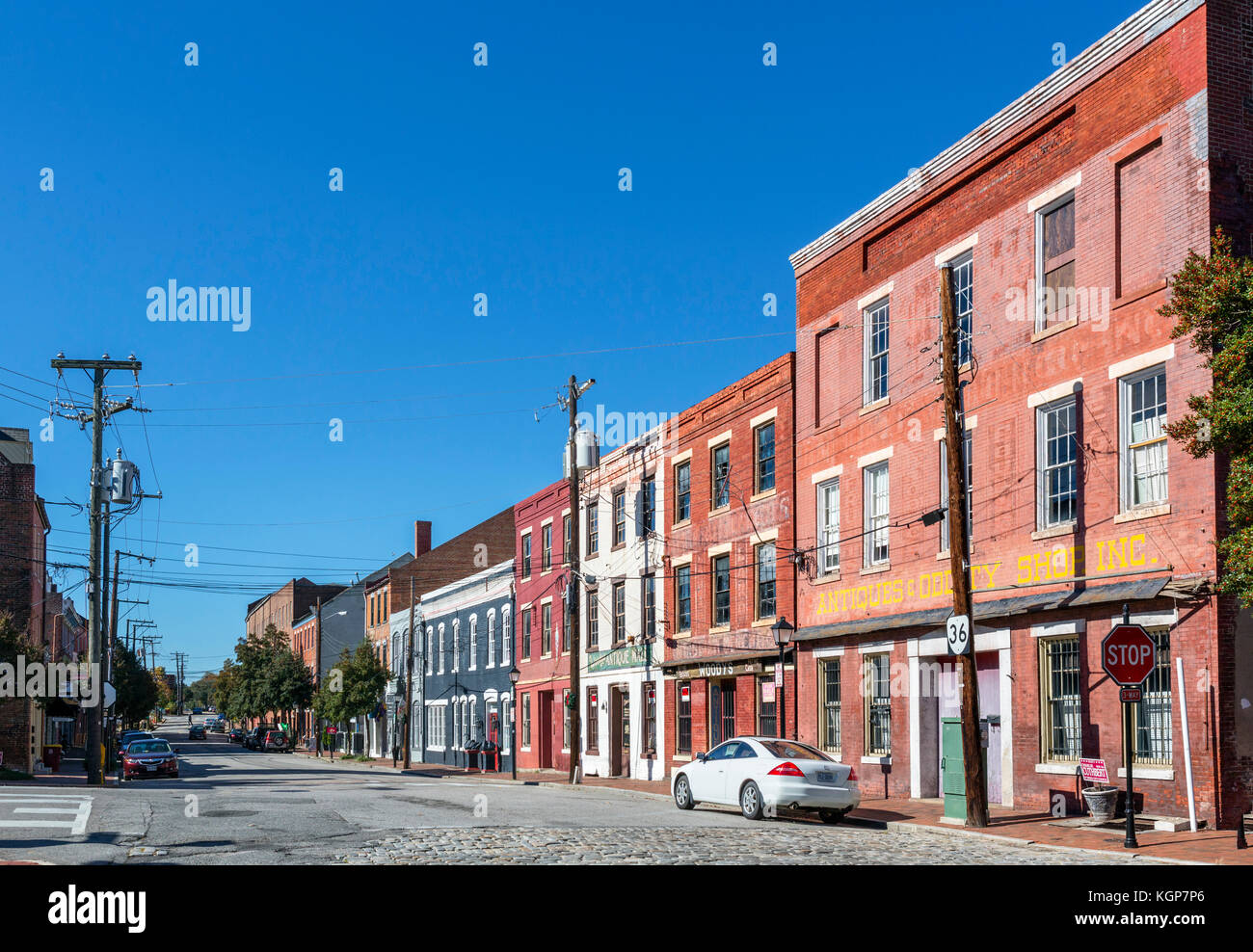 Petersburg, Virginia, USA. Historic buildings on E Old Street in the downtown area of Petersburg, site of the American Civil War siege. Stock Photo