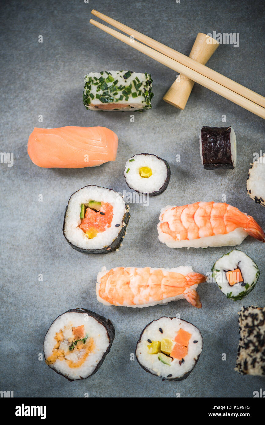 Japanese food sushi close up. Stock Photo