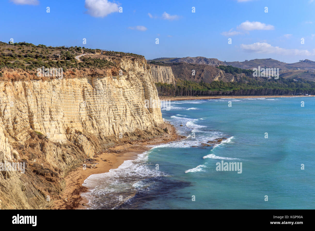 View of Eraclea Minoa beach and cliff (Agrigento, Italy) Stock Photo