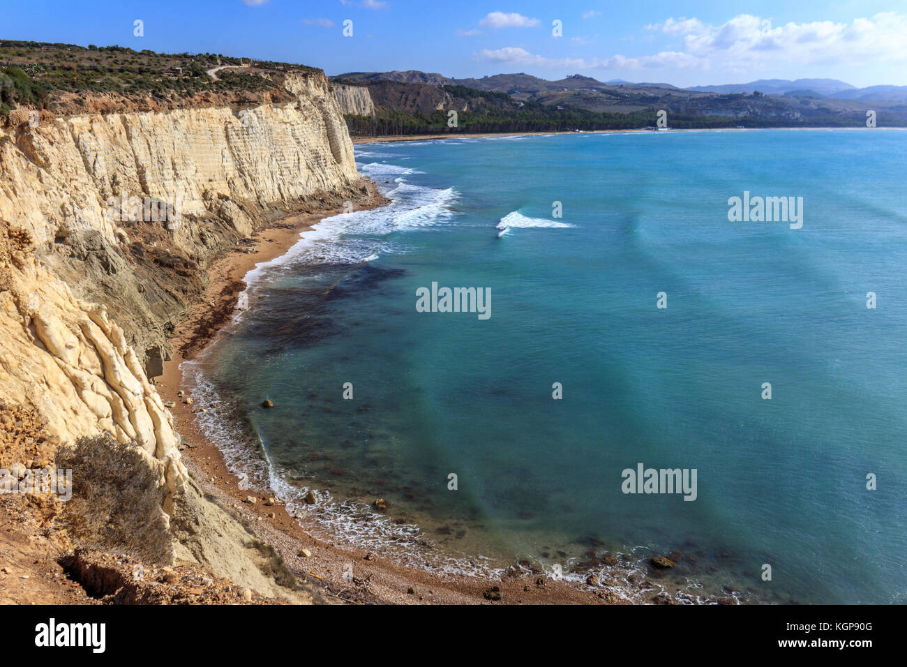 View of Eraclea Minoa beach and cliff (Agrigento, Italy) Stock Photo