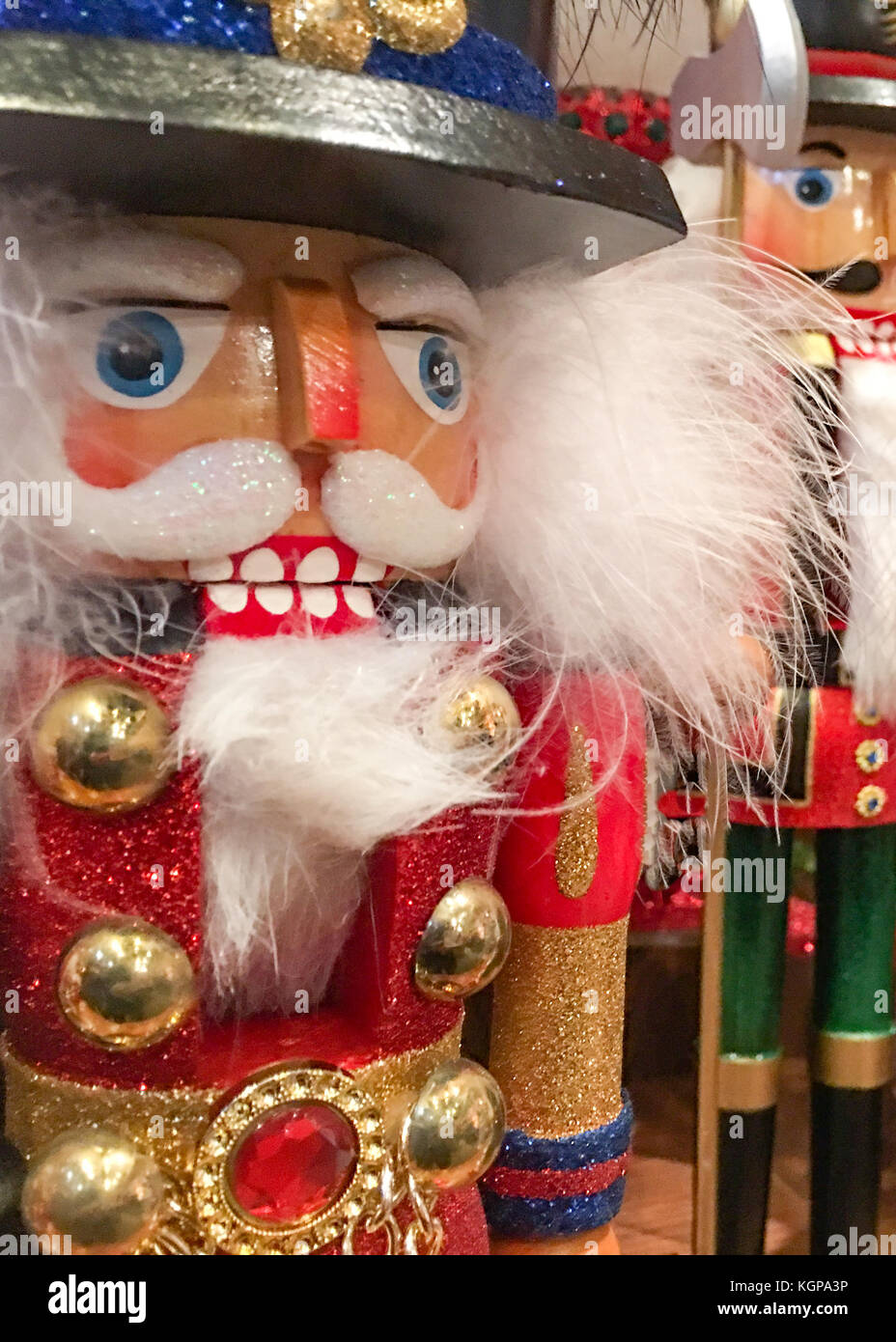 Closeup of Colorful Nutcrackers wearing Tall Hats Stock Photo Alamy