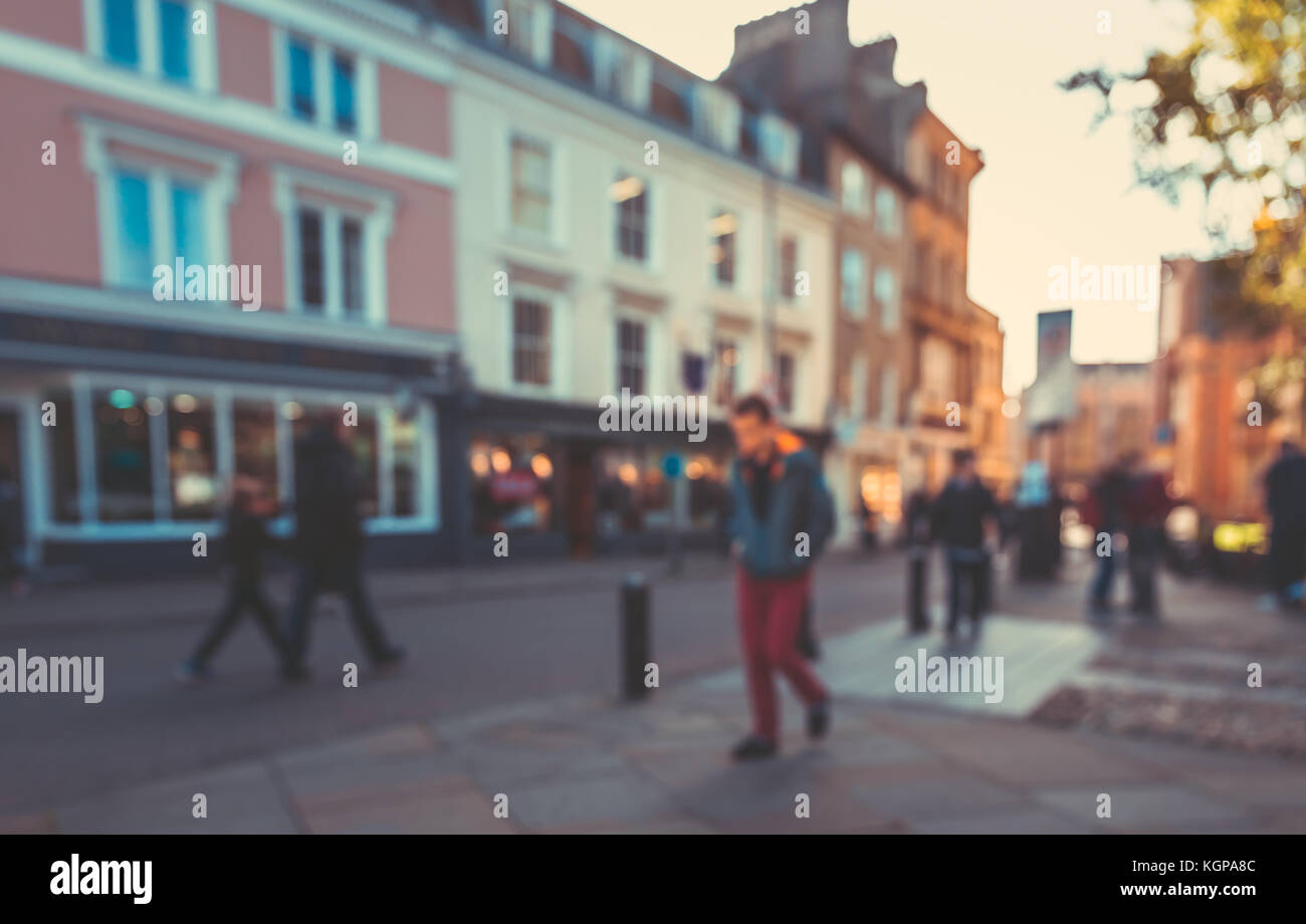 blurred background of Crowded street in Cambridge, UK Stock Photo - Alamy