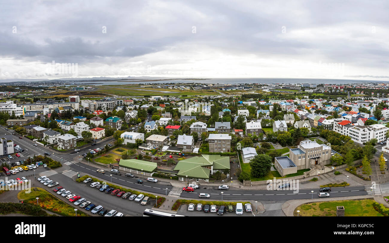 Picturesque panoramic aerial view of Reykjavik city, Iceland Stock Photo