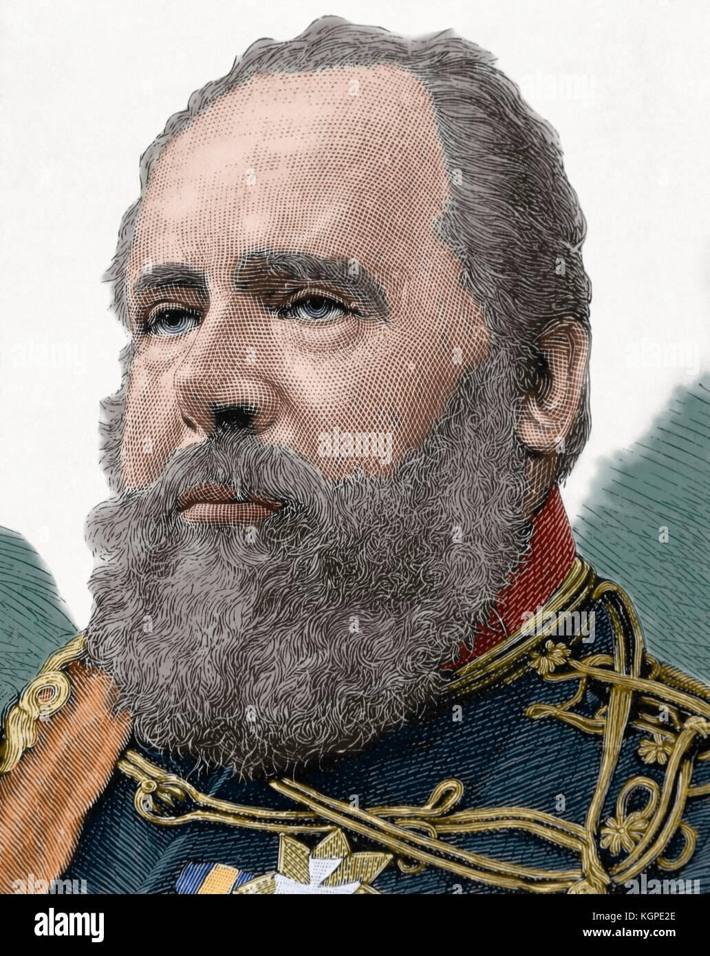 William III (1817-1890). King of the Netherlands and Grand Duke of Luxembourg (1849-1890). Portrait. Engraving, 1890. Colored. Stock Photo