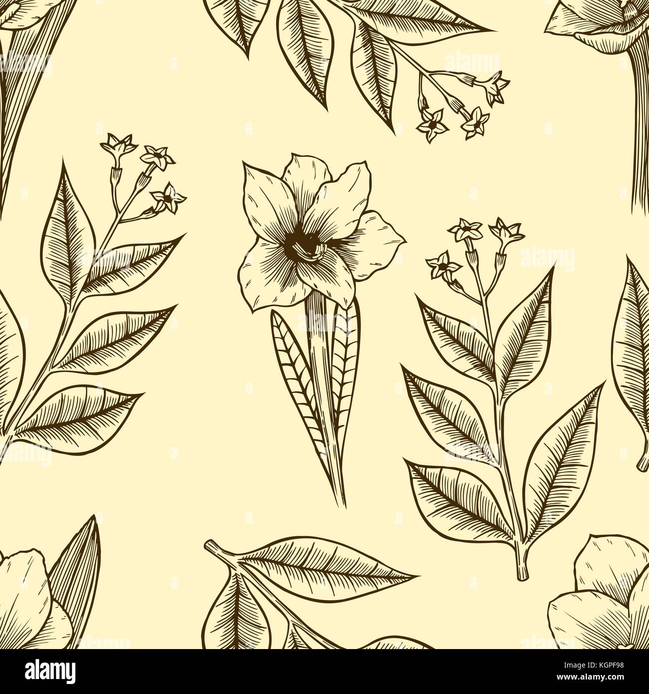 Black and white floral seamless pattern. Vector illustration Stock ...