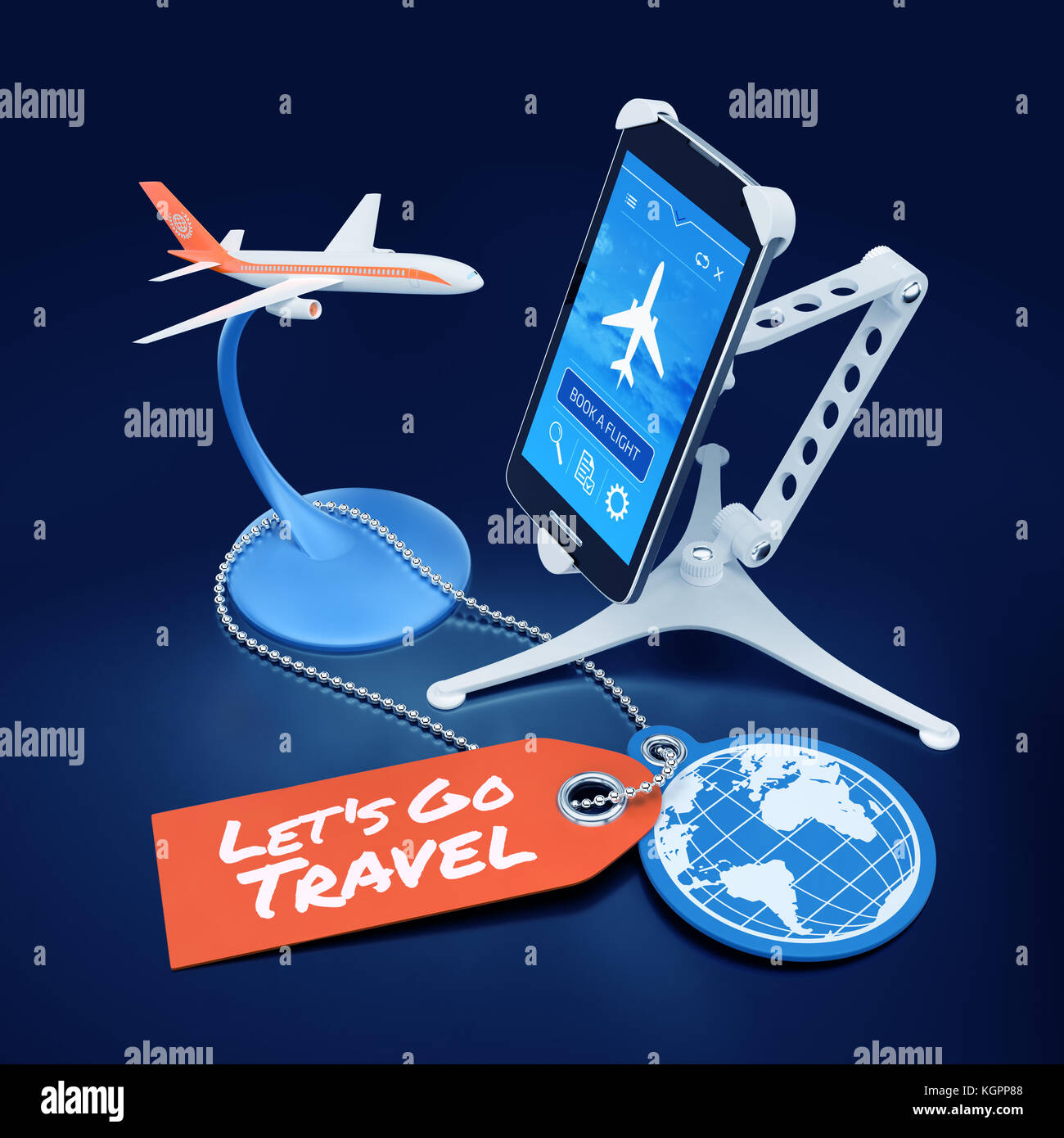 Booking Flight Via Mobile App Stock Photo