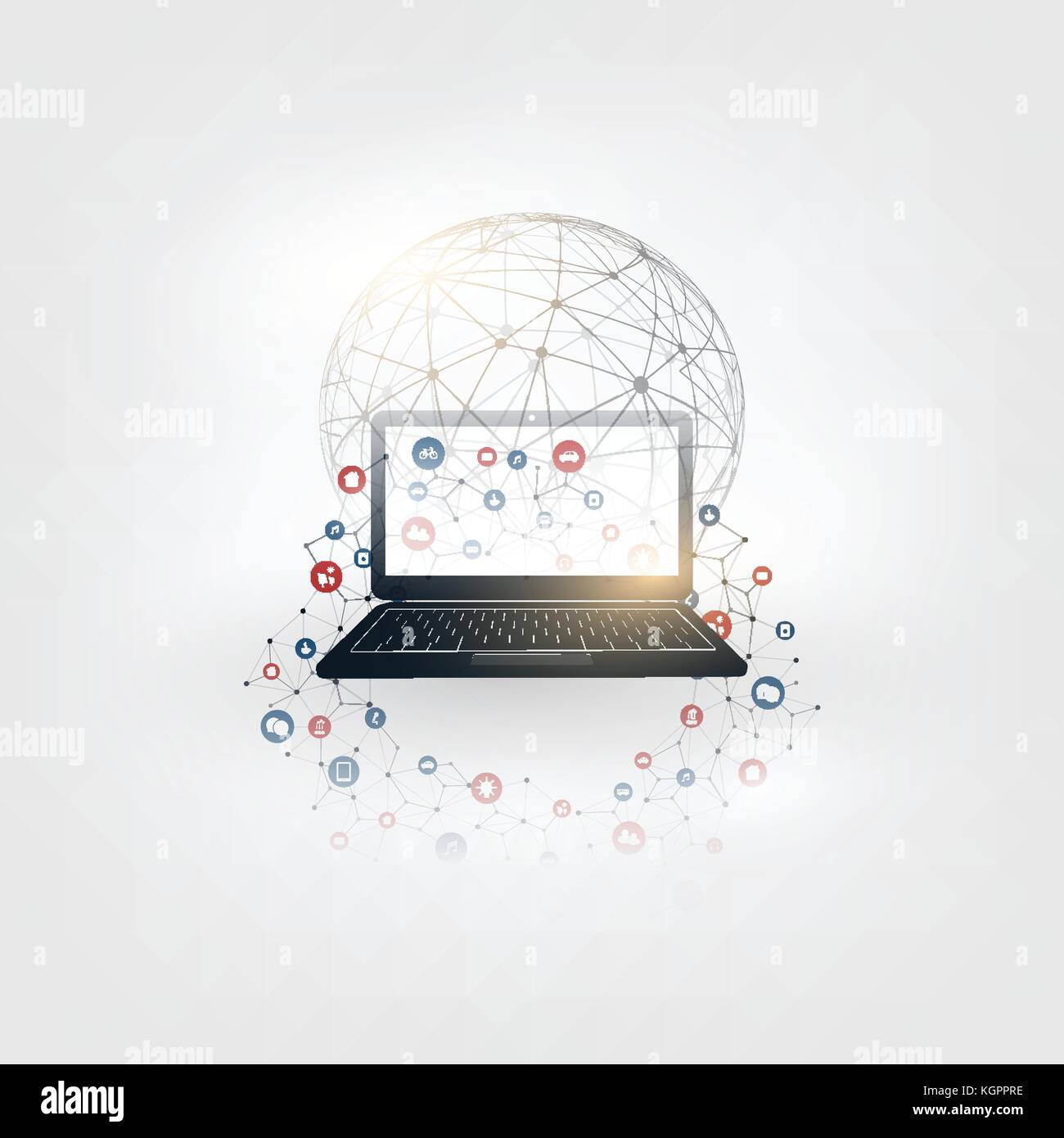 Internet of Things, Cloud Computing Design Concept with Icons ...