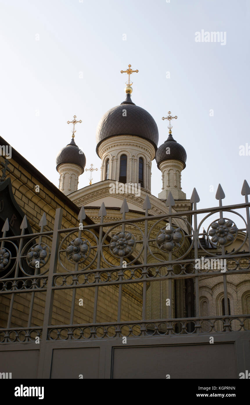 A Christian Church with crosses on the domes Stock Photo - Alamy