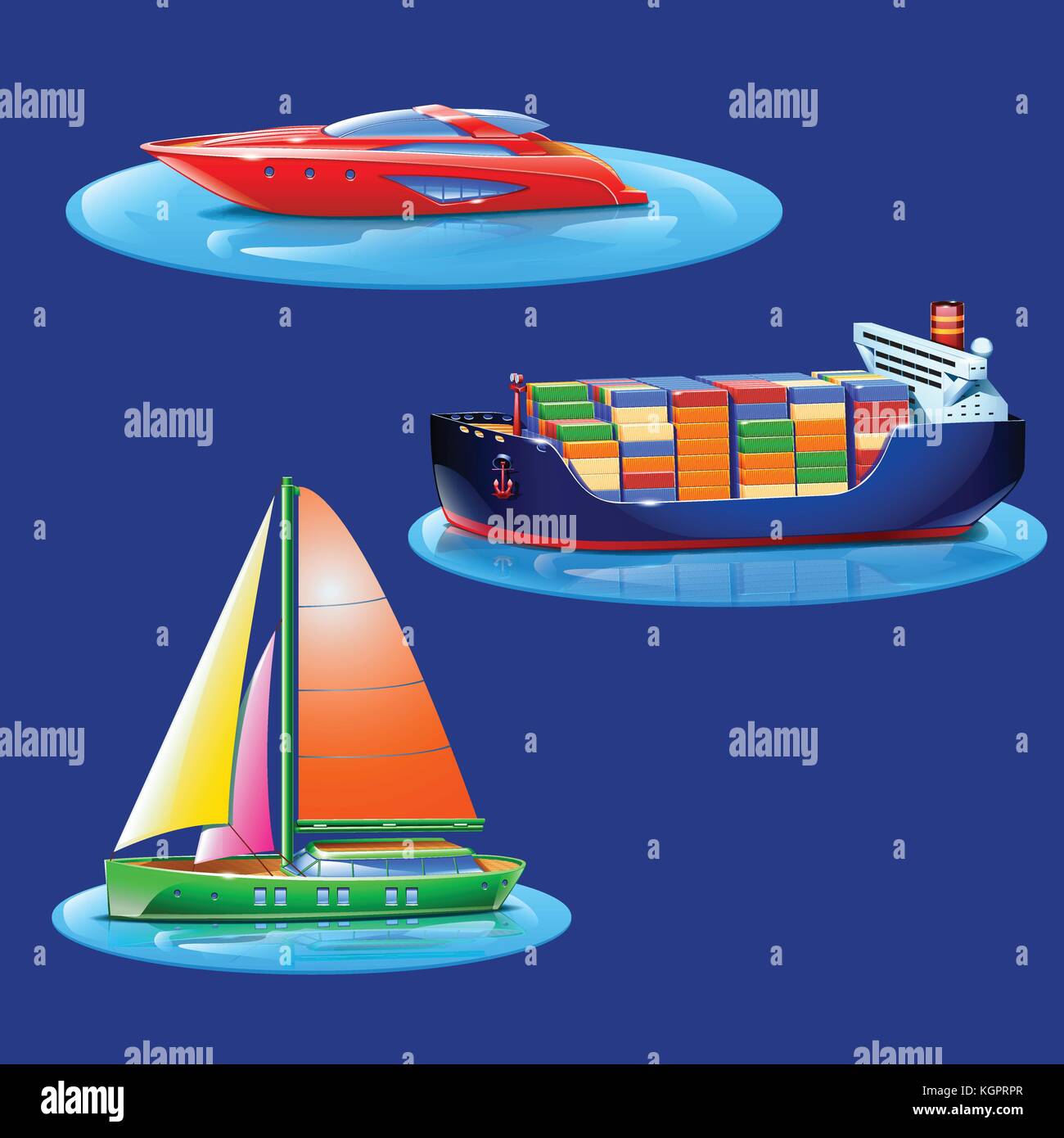 set of boats Stock Vector