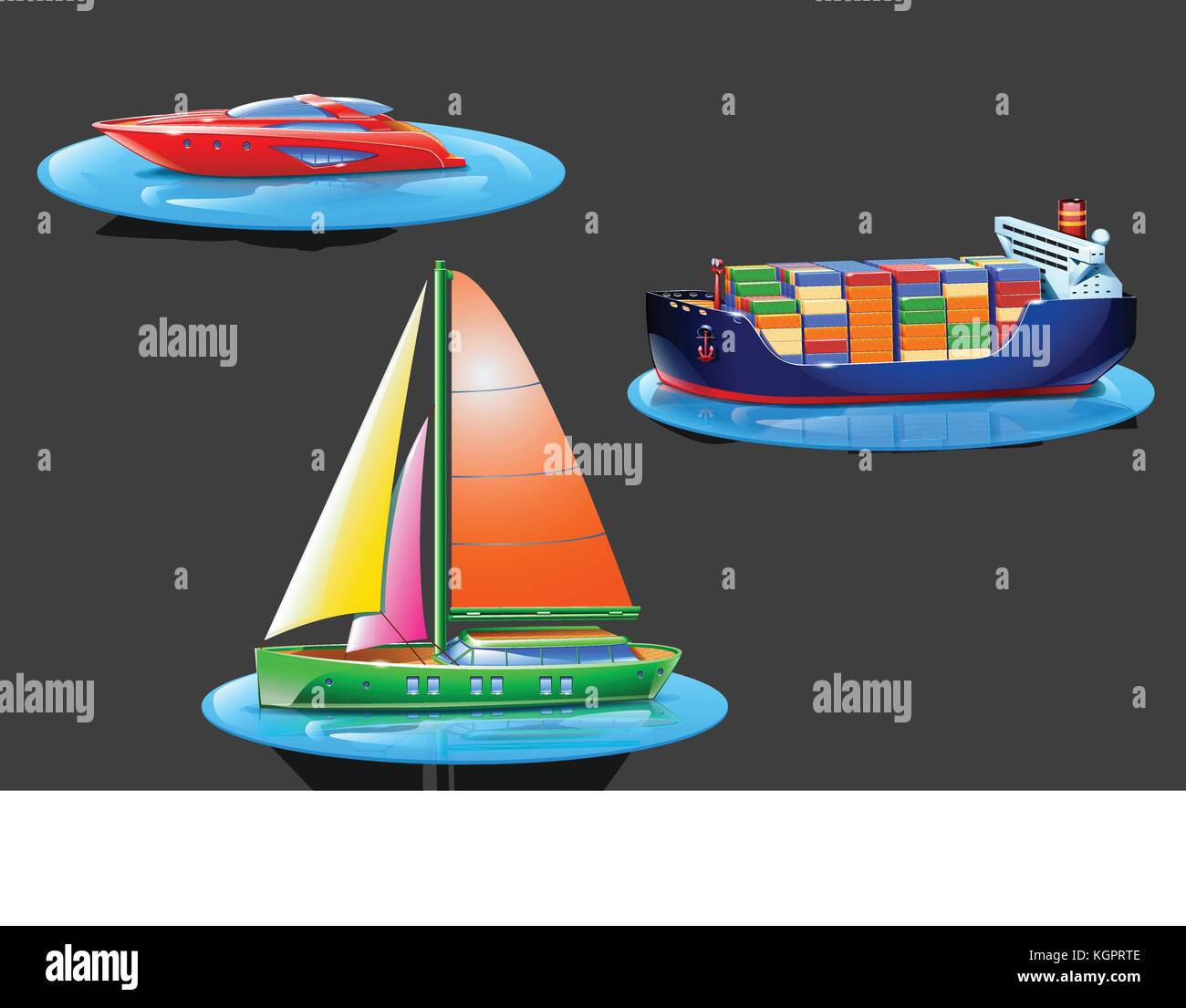 set with boats Stock Vector