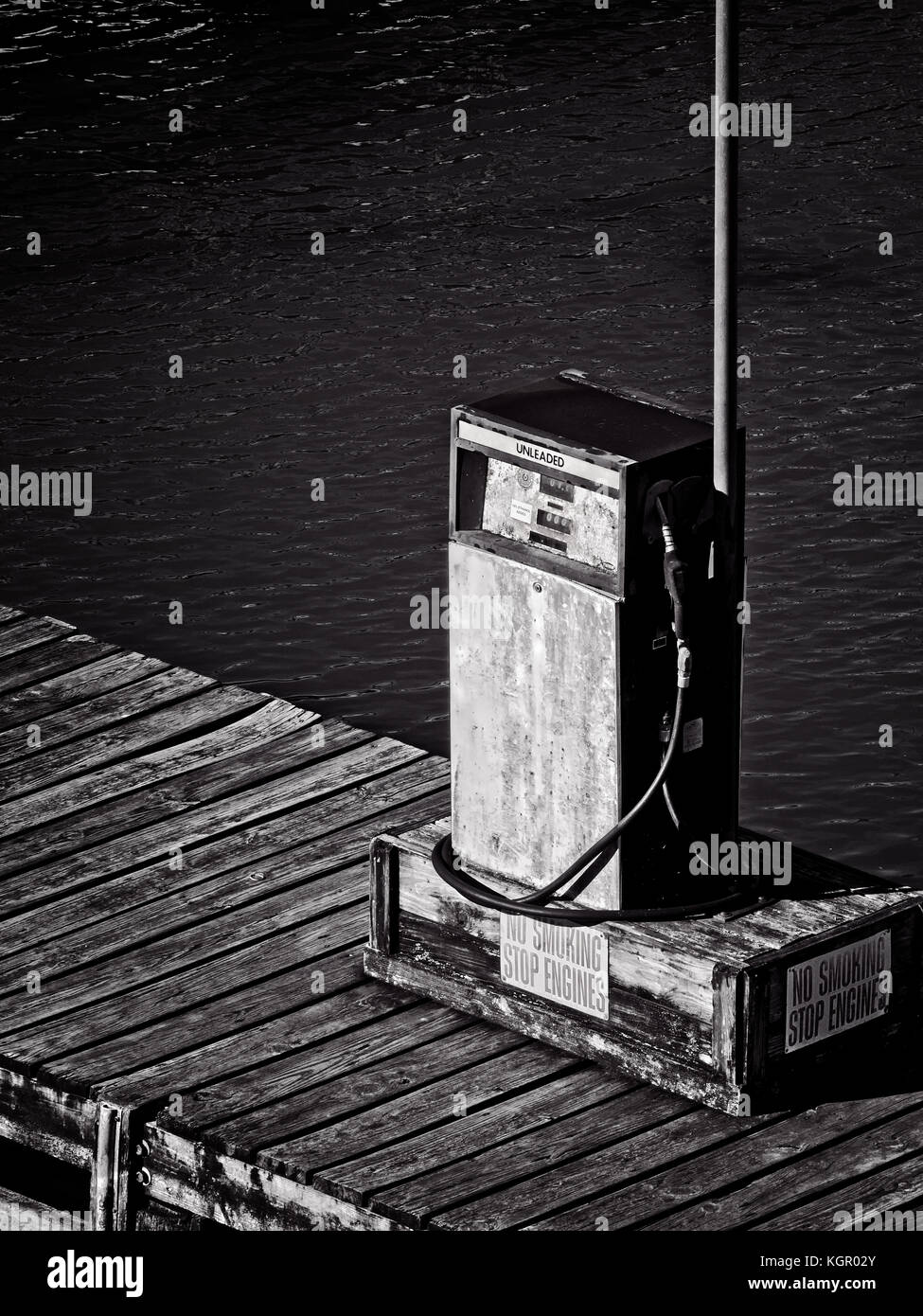 Lake Livingston TX USA April 1, 2017 Old Rusty Gas Pump on a Boat
