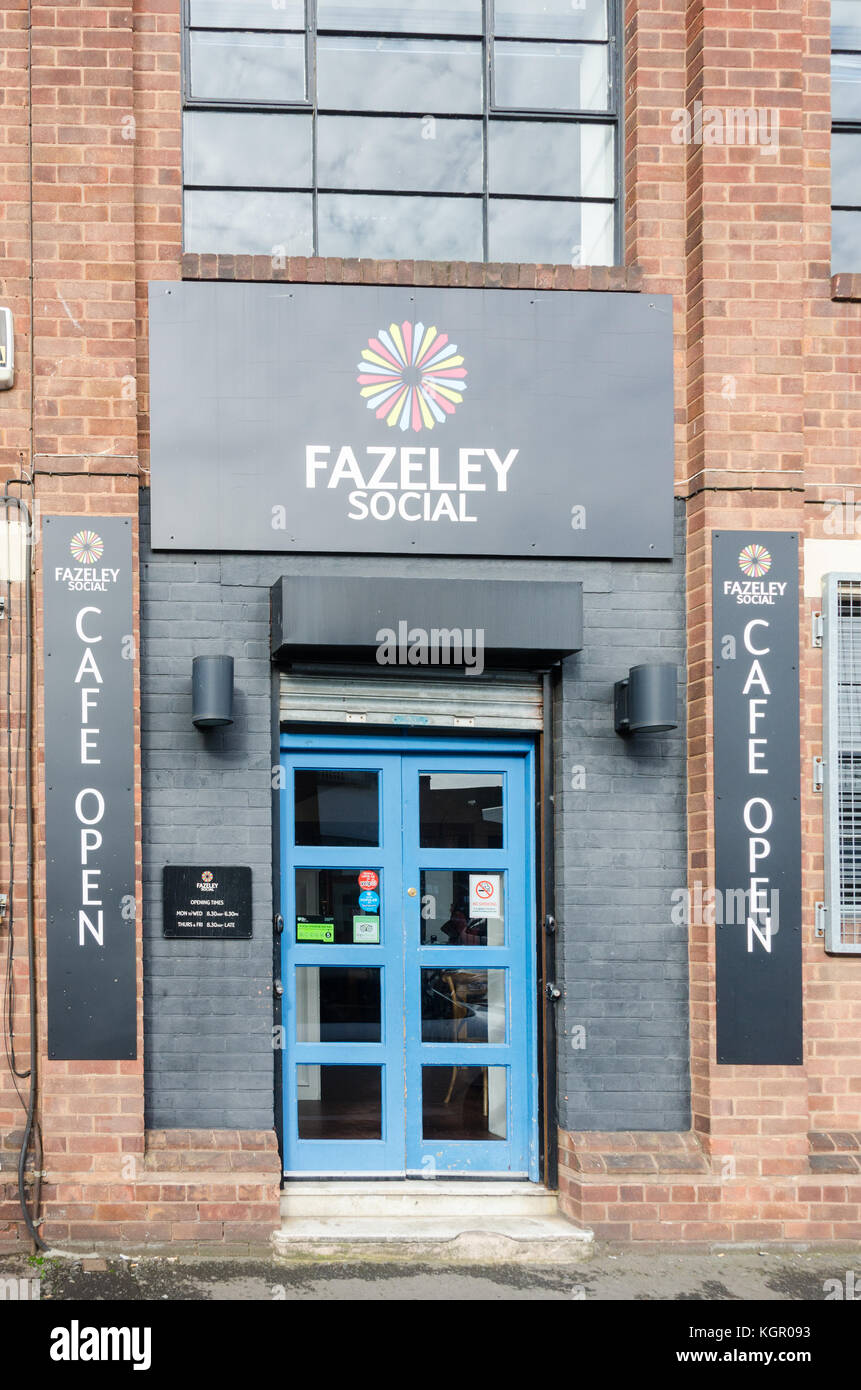 Entrance to Fazeley Social cafe and meeting place at Fazeley Studios in Digbeth, the creative quarter in Birmingham Stock Photo