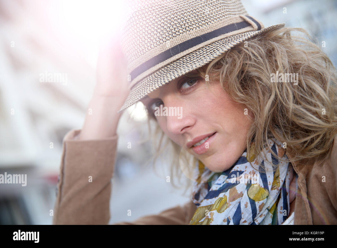 Blond curly hair girl smile hi-res stock photography and images - Alamy