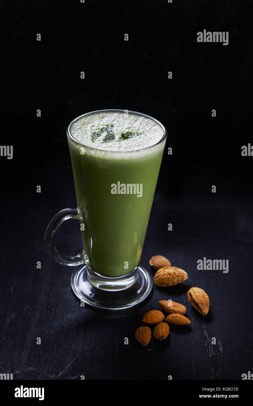 Matcha latte with almond milk hires stock photography and images Alamy