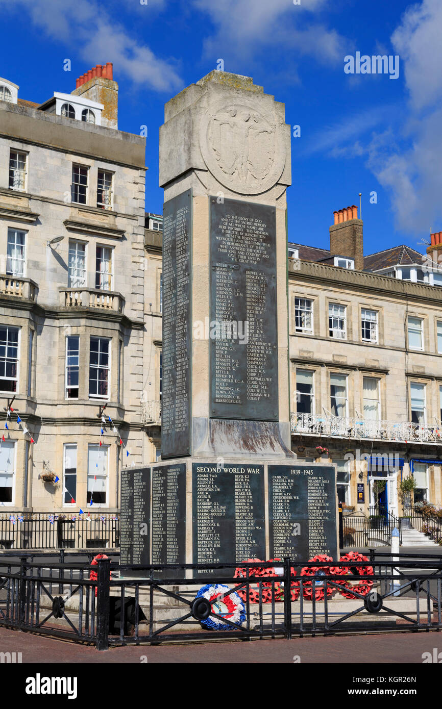 World War 11 Memorial, The Esplanade, Weymouth, Dorset, England, United Kingdom Stock Photo