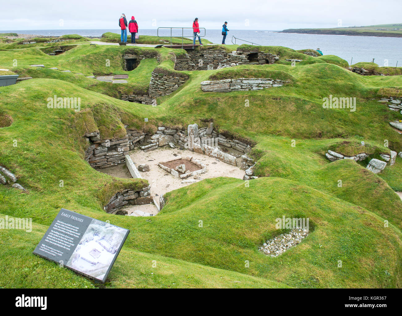 Skara Brae, a stone-built Neolithic village located on the Bay of Skaill on the west coast of the Orkney Islands in Scotland. Stock Photo