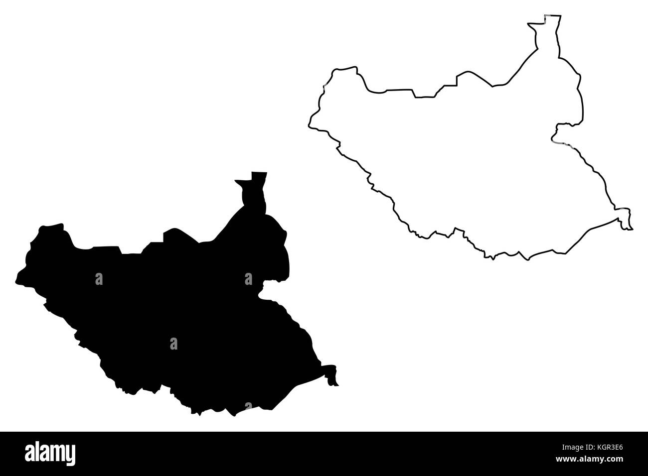 Sudan map black white illustration Cut Out Stock Images & Pictures - Alamy