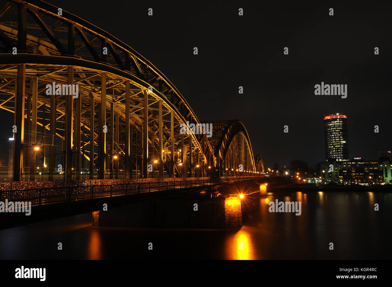 Hohenzollern Bridge and the Koln Triangle building Stock Photo - Alamy