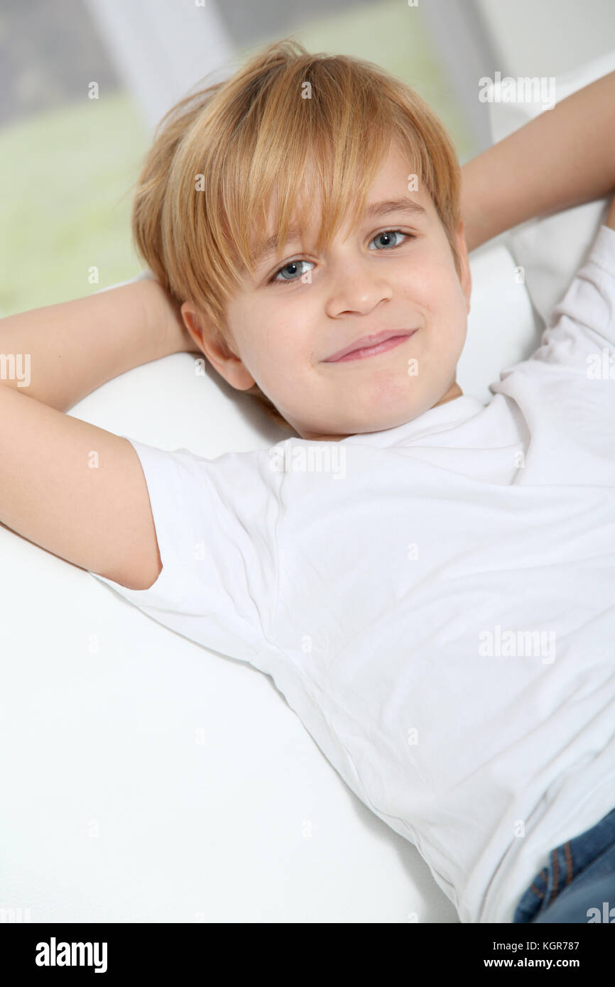 Portrait Of 8 Year Old Boy Stock Photo Alamy