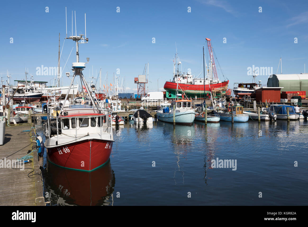 Fishing boats in harbour, Gilleleje, Kattegat Coast, Zealand, Denmark, Europe Stock Photo