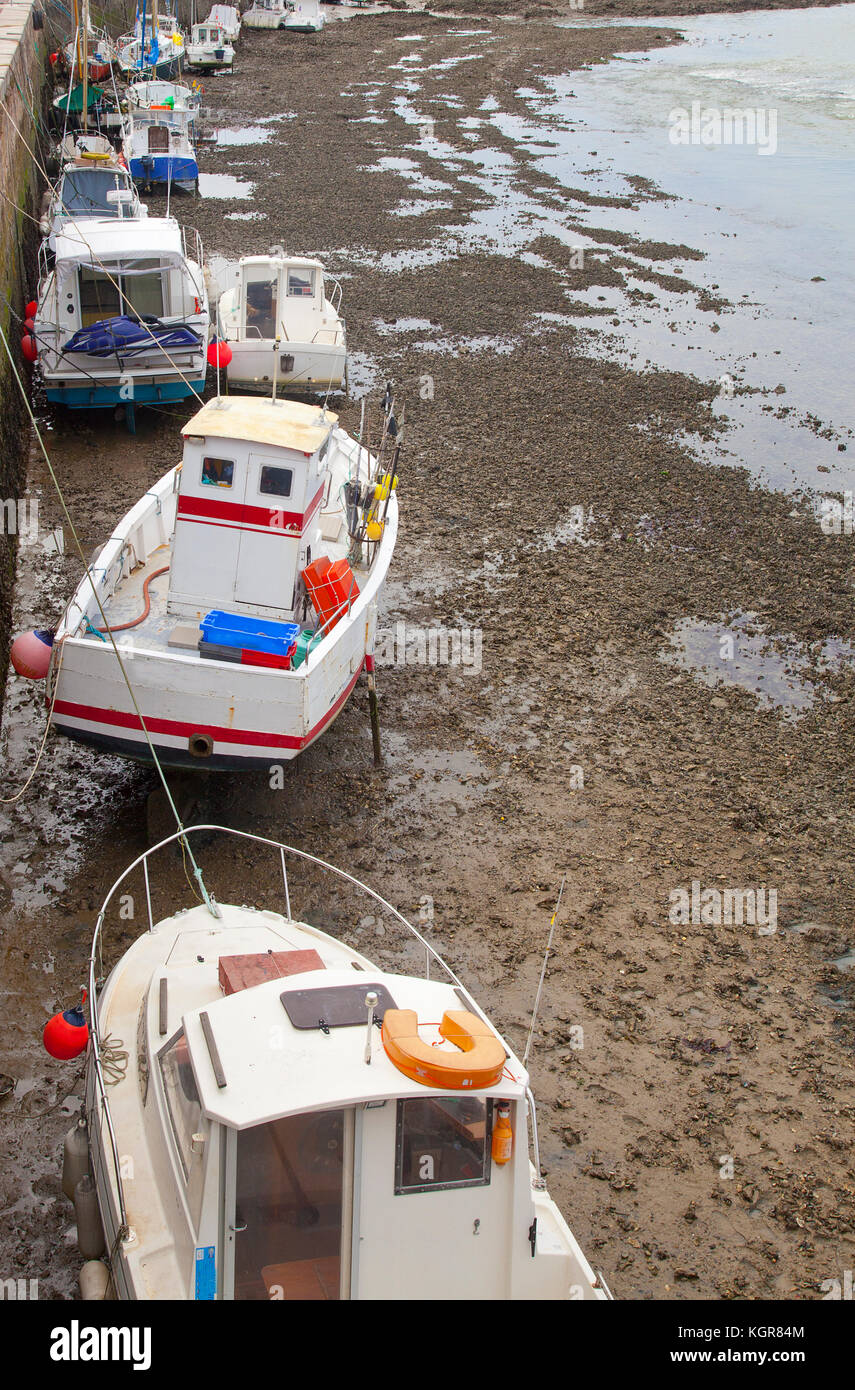 Several boats in harbor of Saint Gilles Croix de Vie, Vendee in France Stock Photo