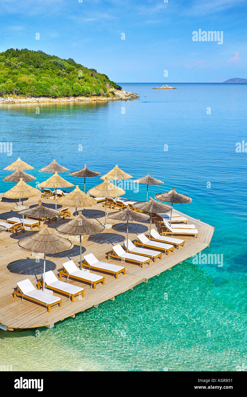 Albania, Ksamil Beach, Albanian Riviera Stock Photo