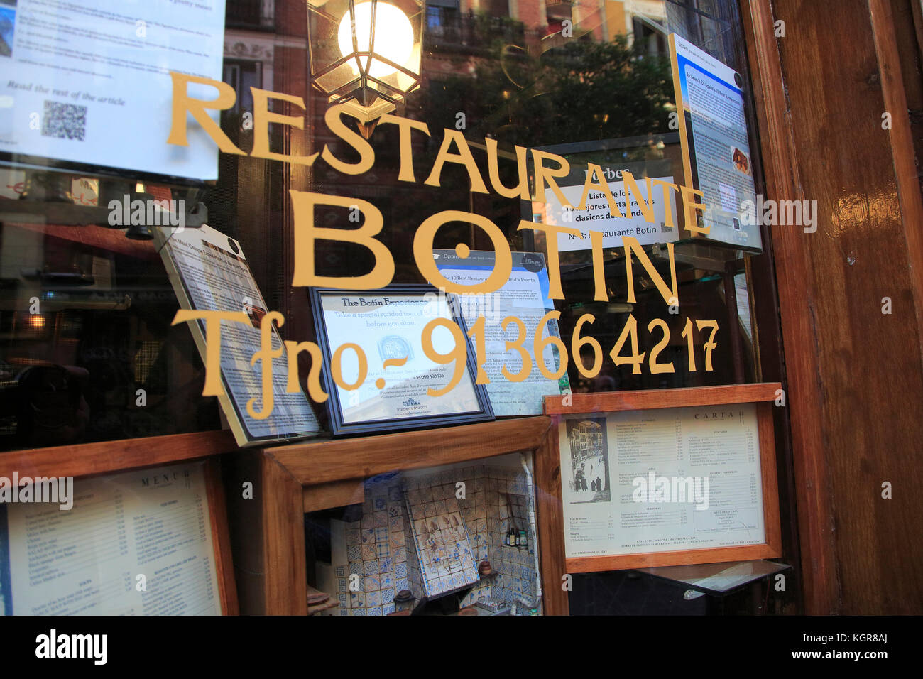 Restaurant Sobrino de Botin, Madrid city centre, Spain from 1725 claims to be one of world's oldest restaurants Stock Photo