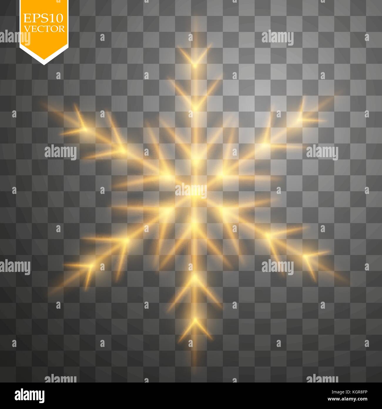 Shine gold snowflake with glitter isolated on transparent background ...